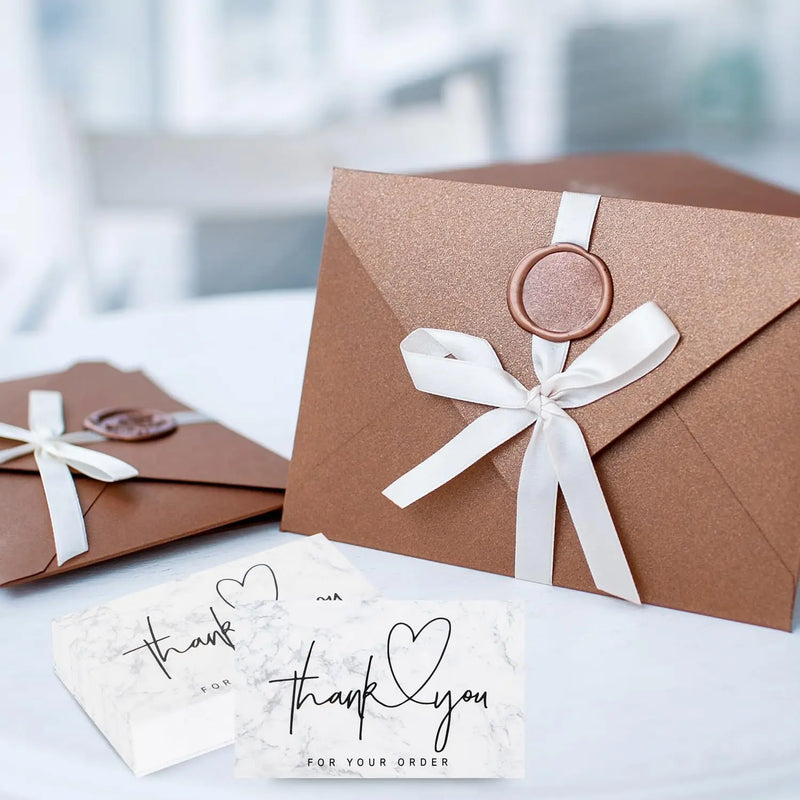 30pcs/pack White Thank You Card For Supporting Business Package Decoration Business Card Handmade With Love Label