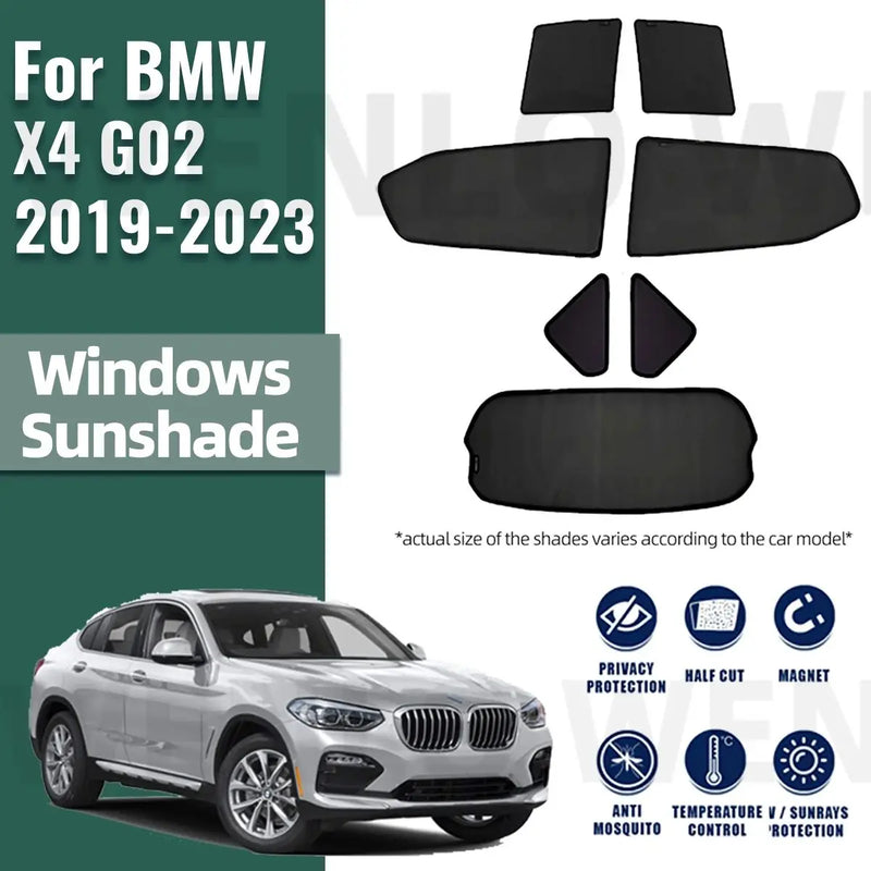 For BMW X4 G02 2019 2020 2021 2022 2023 2024 Car Sunshade Front Windshield Mesh Curtain Rear Side Window Sun Visor Shade