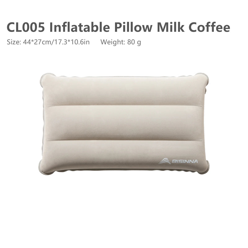 BISINNA Inflatable Pillow,Portable Camping Neck Pillow,Compressible Folding Flocking Air Cushion for Sleeping Travel Hiking