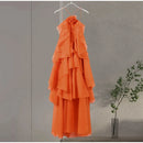 Beach Layer Ruffles Long Dress Women 3d Flower Backless Sleeveless Slim Fit Maxi Dresses Female 2025 Summer Lady Party Robes