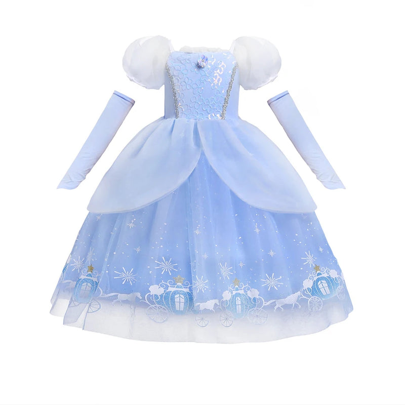 Girls Aurora Belle Rapunzel Sofia Princess Dress Halloween Easter Cosplay Costume Party Kids Dresses for Girls Children Clothing