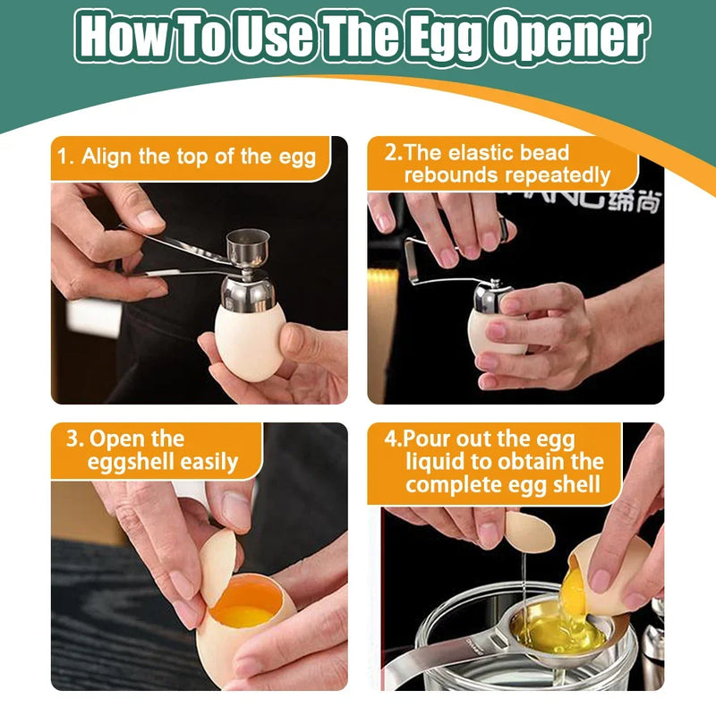 304 Stainless Steel Egg Eggshell Opener Eggshell Cutter Double Head Egg Topper Shell Opener Boiled Raw Egg Creative Kitchen Tool