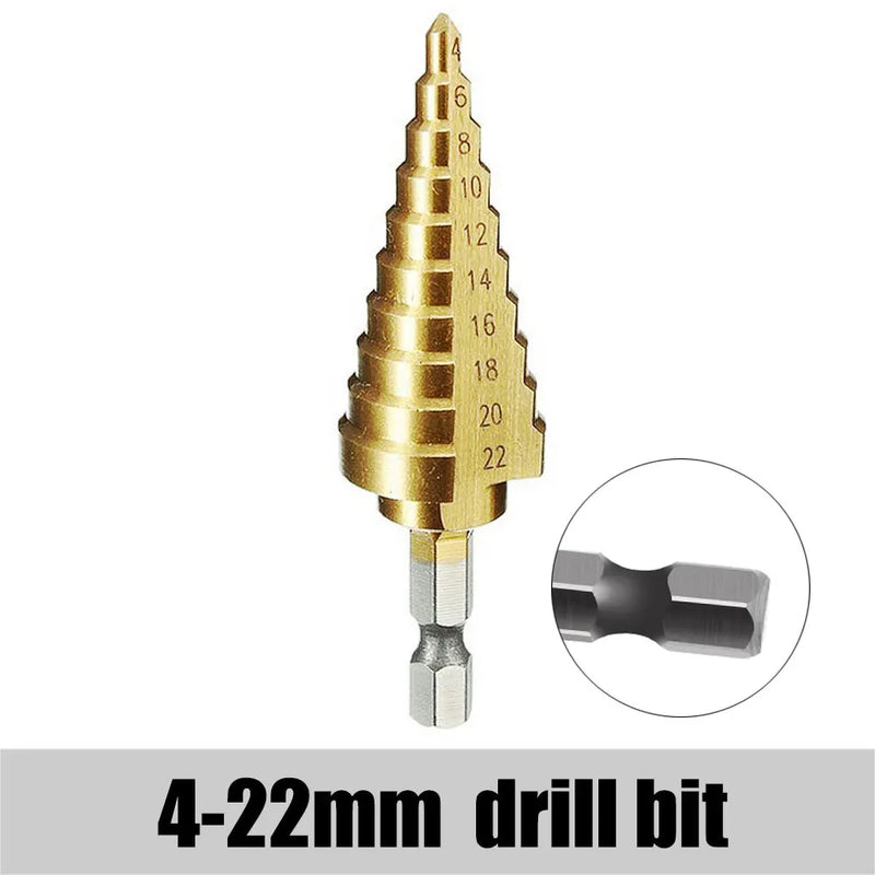 3-12mm 4-12mm 4-20mm HSS Straight Groove Step Drill Bit Set Titanium Coated Wood Metal Hole Cutter Core Drill Bit Set