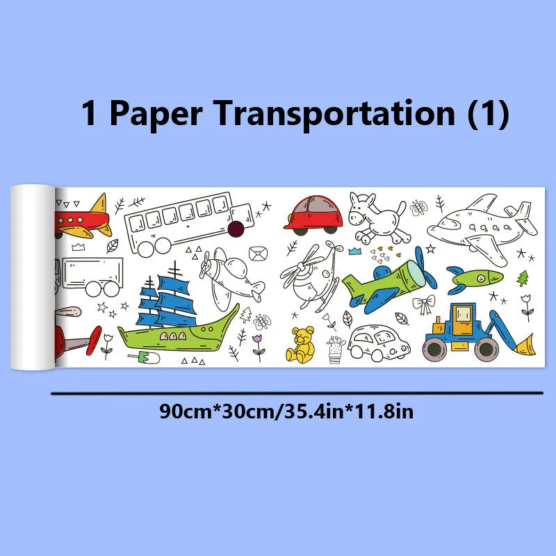 90cm Animal Canvas Children's Drawing Roll DIY Coloring Paper Roll Color Filling Graffiti Paper-cut Painting Educational School