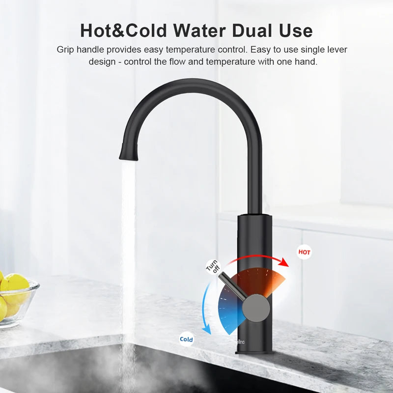 Briwellna Instant Hot Water Heating Faucet 220V Electric Faucet With Universal Adapter Nozzle Stainless Steel Heating Faucet