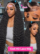 200 Density Deep Wave 13x6 Transparent Lace Front Wig Glueless Human Hair Wigs Deep Wave 13x4 Lace Frontal Wig For Women