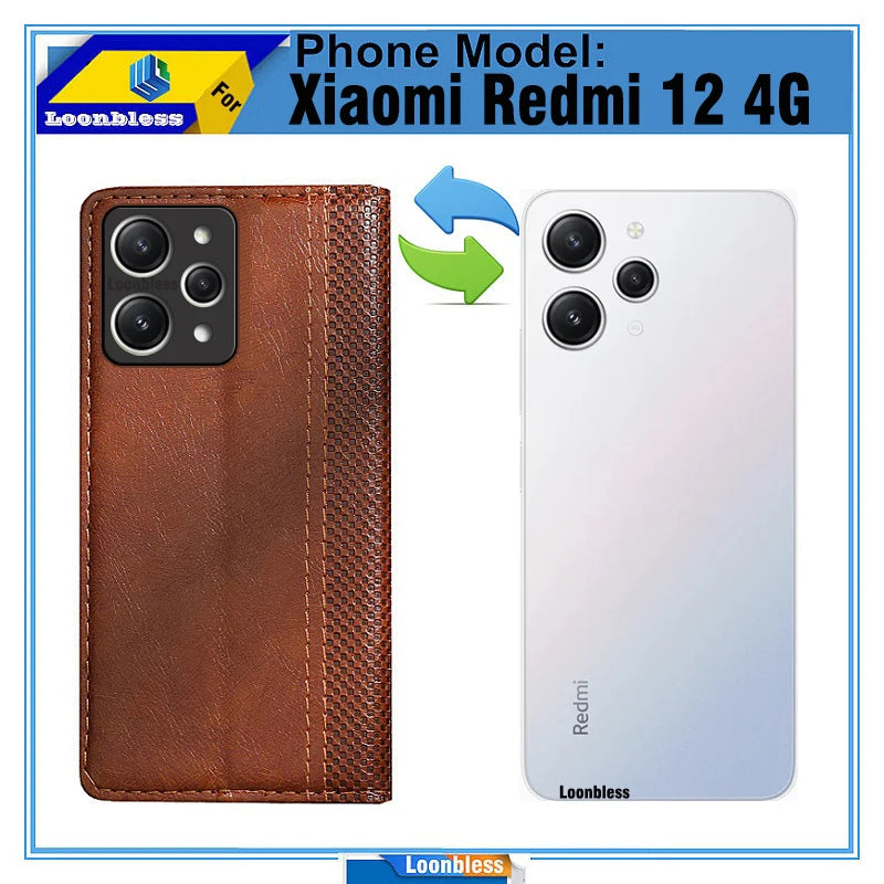 Case For Xiaomi Redmi 12 Case celular Magnet Flip Leather Cover Etui Redmi 12 Global Version Redmi12 Phone Case Redmi 12 4G 5G