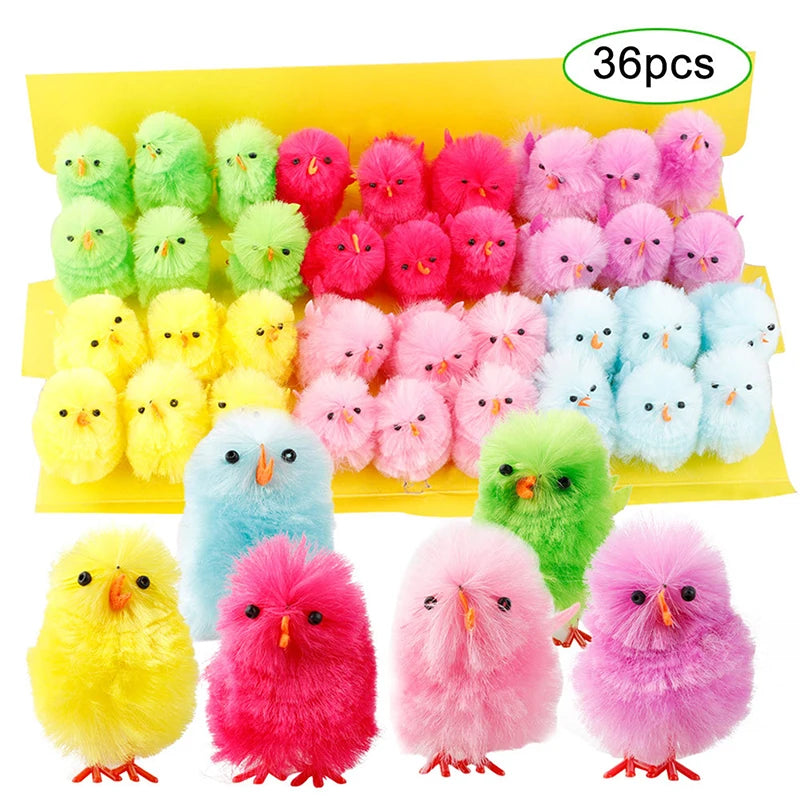 36Pcs Easter Chick, Small Soft Chick Novelty Chick Toys Plush Stuffed Animal for Party Favor, DIY Easter Bonnet Decorations