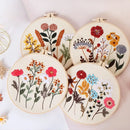 Picoey Flower Embroidery Kit for Beginners with Pattern and Instructions,1 Pack Cross Stitch Kits, Embroidery Hoops