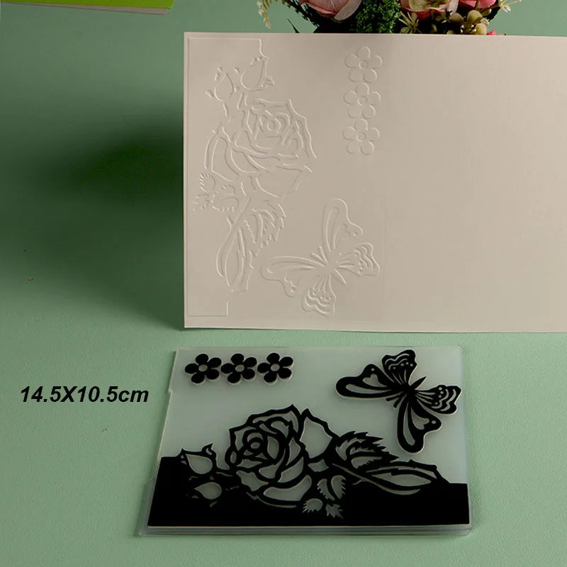 DUOFEN Crafts plastic embossing folder collection 2 paper embossing flower mold Christmas Birthday Easter day wedding