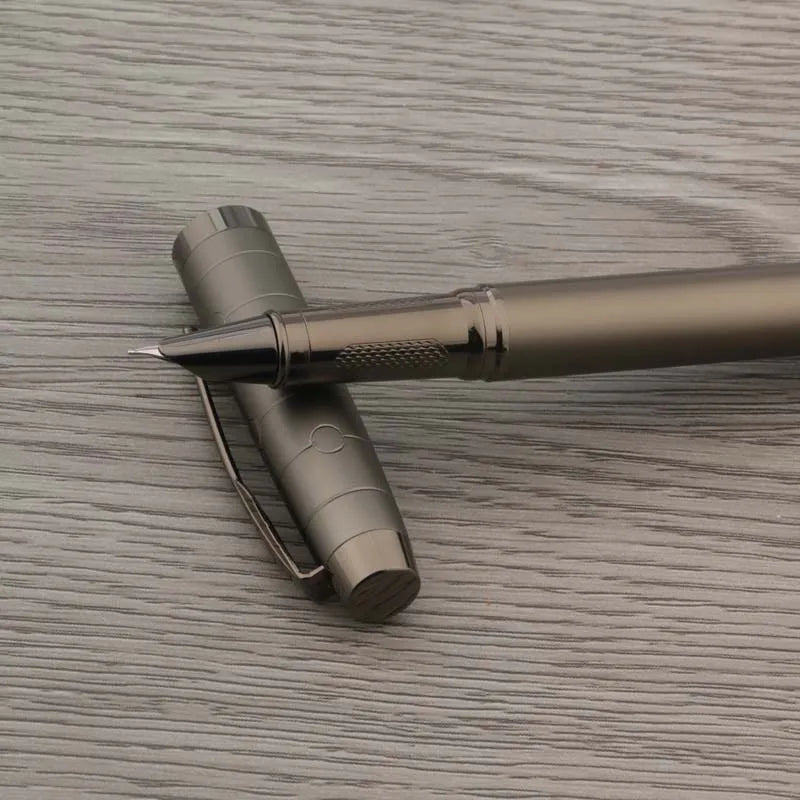 classical Metal Fountain Pen carve art gift F Nib gray Business Office School Supplies Writing