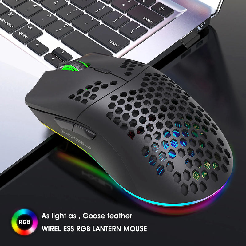 HXSJ Wireless Gaming Mouse RGB Luminous Ultra Light USB 2.4G Cellular 3600DPI For Office Computers Notebook Laptop Mice