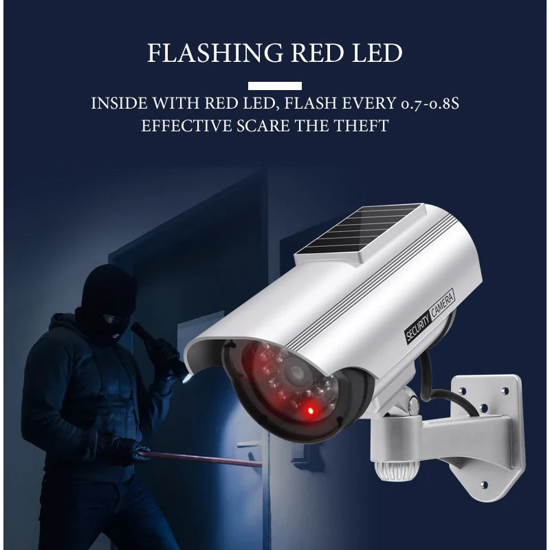Fake CCTV Bullet Camera Solar Powered Dummy Waterproof Camera Red Flashing Led Scare The Thief Surveillance Security System