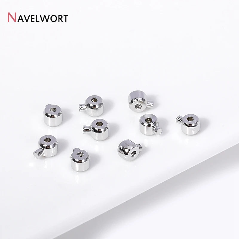 10/20pcs 18K Gold Plated Crimp Beads End Bead For Jewelry Making,Brass Snap Crimp Clasps For DIY Bracelet Making Accessories