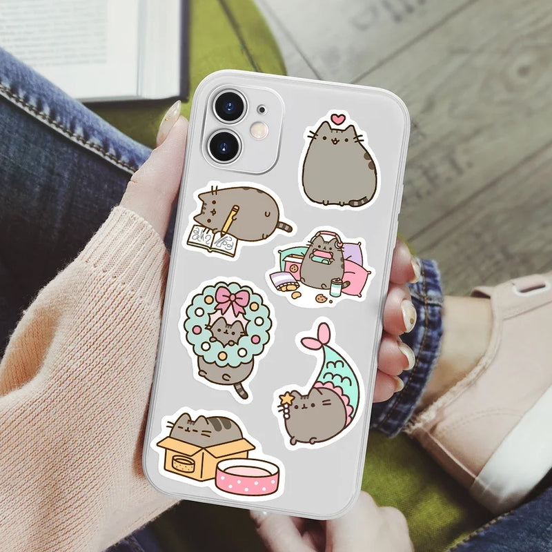 Cute Kawaii Chubby Cat Stickers Funny Kids DIY Toy Gift Graffiti Decal for Phone Luggage Laptop Bottles Scrapbook Waterproof