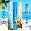 30*60inch Ultra-Soft Beach Towel with Beach Bliss Parrot Drink Ocean Waves Towel