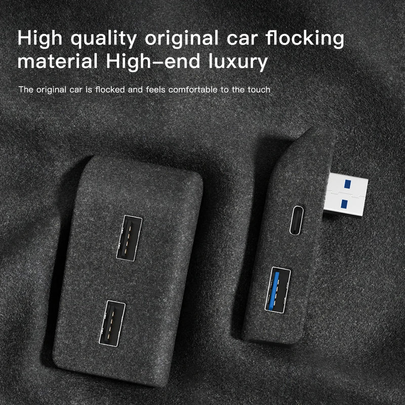 YZ For Tesla Model 3 2021 Model Y 2023 Glove Box Flocking USB HUB Adapter Quick Charger Car Accessories