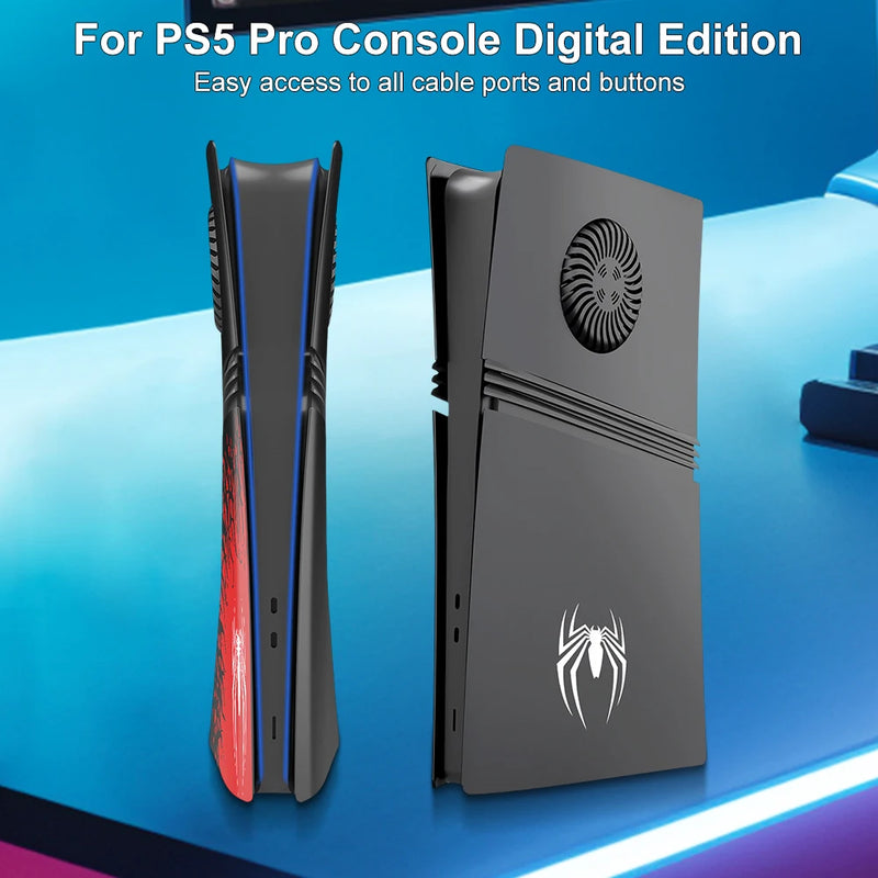 Spider ABS Hard Case Replacement Faceplate Console Cover Anti-Scratch Faceplate Dustproof with Cooling Vent for PS 5 Pro Console