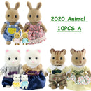 Easter Bunny 10-18Pcs Forest Family Miniture Animals Doll Toy Simulation 1:12 Reindeer Panda Figure Girl Dollhouse Birthday Gift