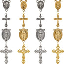 40Pcs 8 Styles Rosary Cross Charms Silver Crucifix Rosary Charm Easter Holiday Gold Tibetan Alloy Oval Chandelier Links Charm