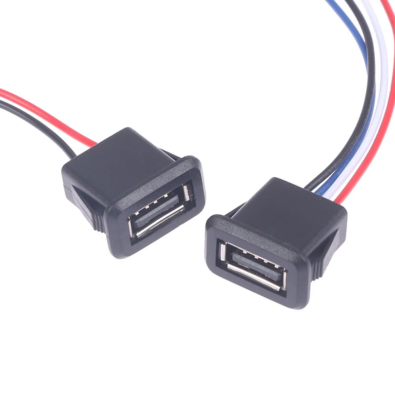 1PC USB 2.0 Female Power Jack USB2.0 2Pin 4Pin Charging Port Connector With PH2.0 Cable Electric Terminals USB Charger Socket