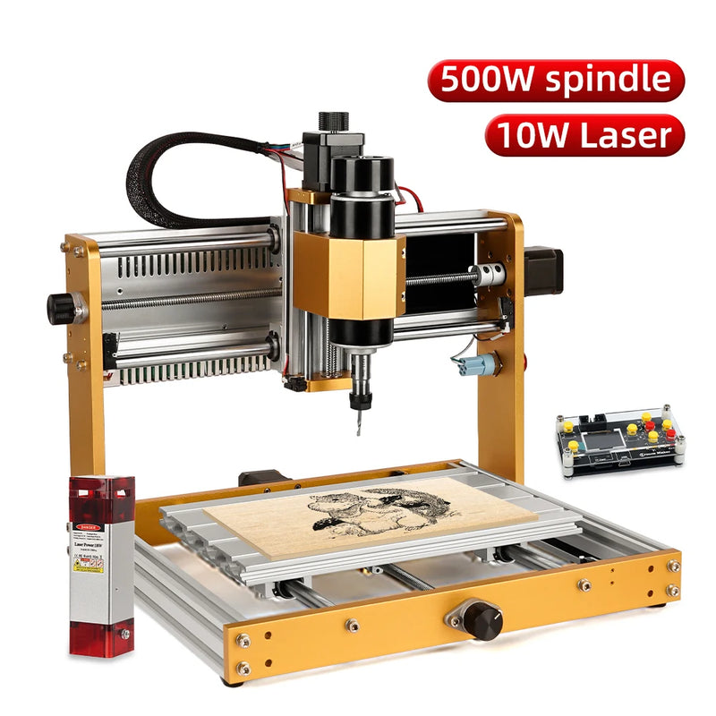 500W CNC Router Machine, CNC 3018 Pro MAX CNC Machine, All-Metal Milling Machine for Wood Acrylic MDF Fiber Carving Cutting