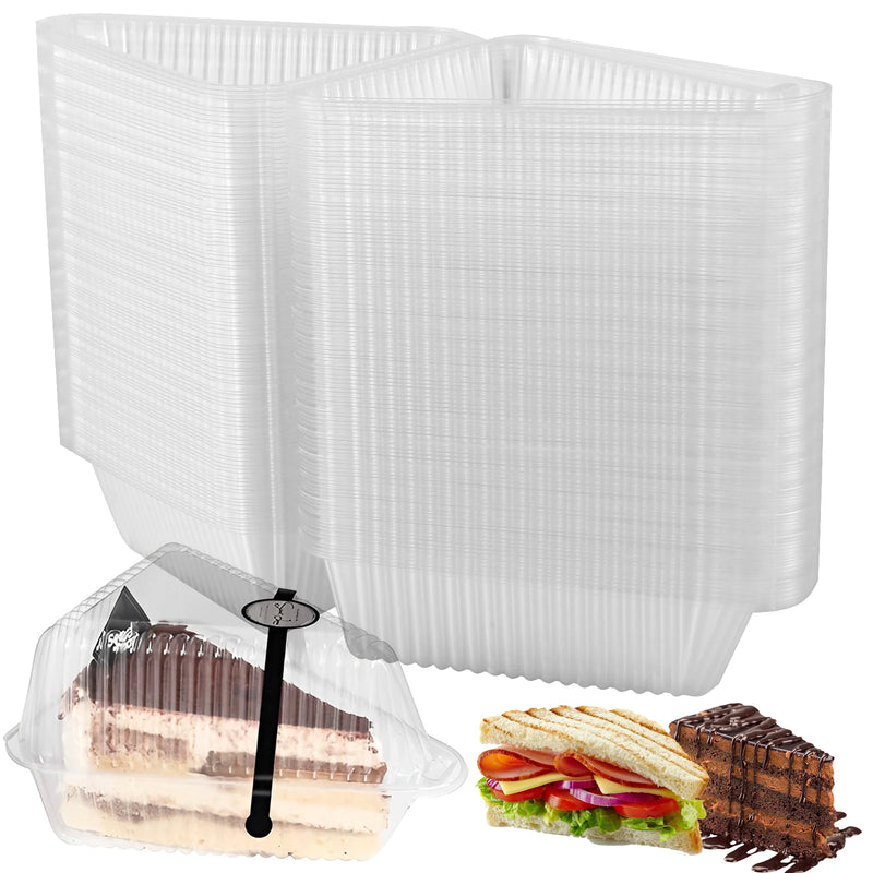 100Pcs Cake Slice Boxes Reusable Cupcake Slice Container with Lid Stackable Clear Square Single Dessert Box Triangular Sandwich