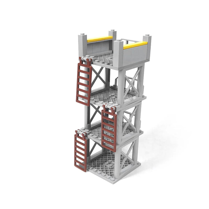 Military MOC Sentry Building Block Soldier Sandbag Fence Cannon Shell Barbed Wire Weapon Rack Training Field Watchtower Toy K018