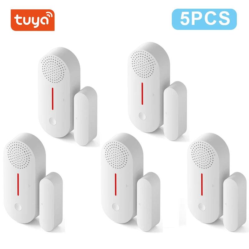 Tuya Smart WiFi Door Window Sensor Sound WiFi Security Alarm Door Open Closed Detectors APP Remote Control Timing Arm and Disarm