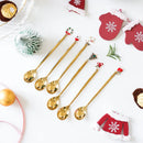 4pcs New Year 2023 Christmas Spoon Xmas Gifts Party Table Ornaments Milk Coffee Spoon Christmas Kitchen Decorations Tableware