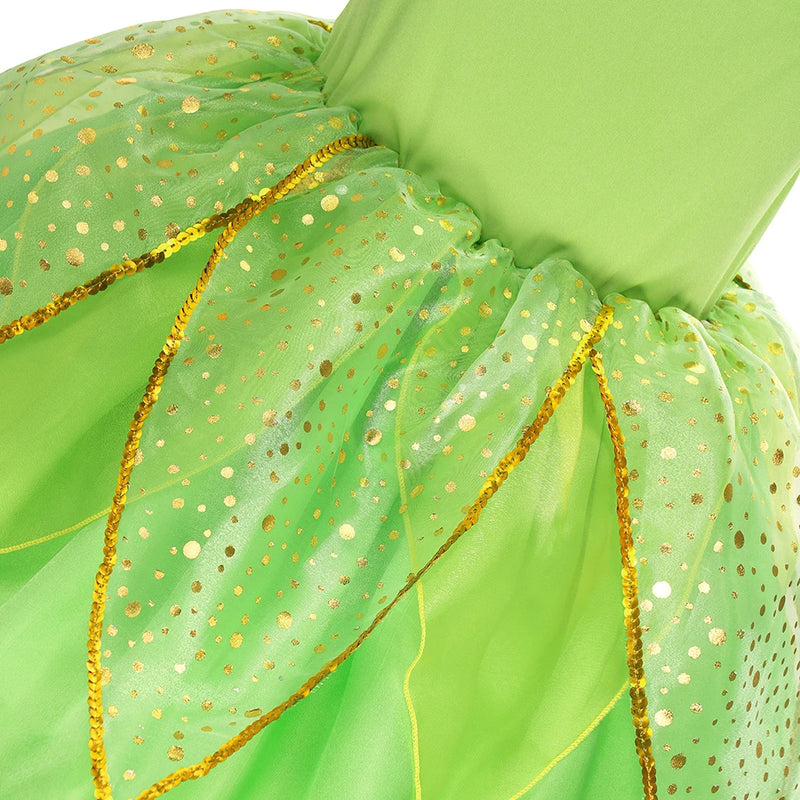 Disney Children Tinker Bell Princess Costume Girl Party Fancy Flower Vestido Christmas Birthday Carnival Dress Up Disguise Frock