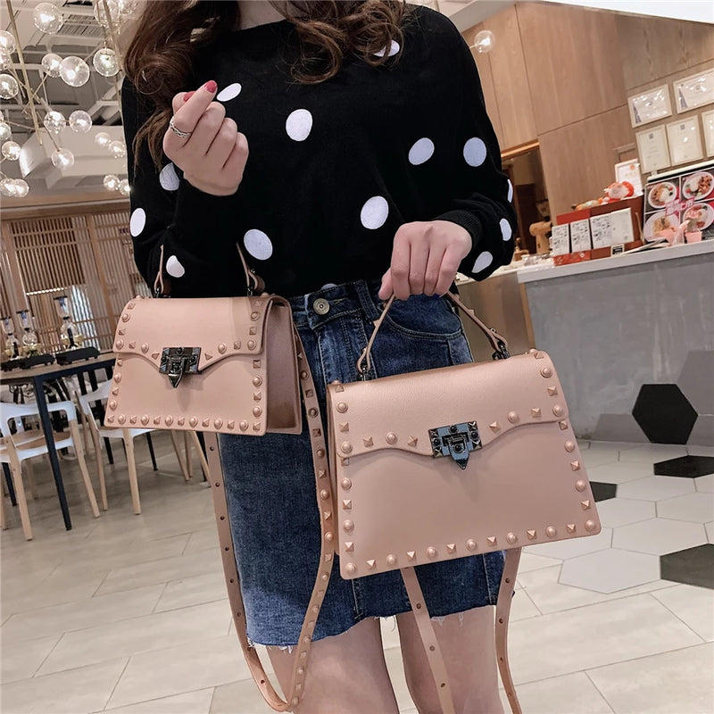 High Quality Women Small PVC Handbags Shoulder Bags Fashion Ladies Crossbody Bags for Women Casual Female Rivet Messenger Bag