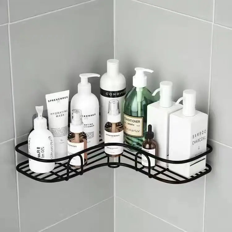 Bathroom Shelf Wall Mounted Corner Storage Shelves Shampoo Holder Cosmetic Rack Iron Shower Drain Basket Bathroom Organizer