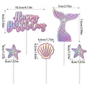 Mermaid Birthday Party Decor Glitter Mermaid Tail Sea Shells Starfish Cake Topper Baby Shower Girls 1st 2th Birthday party decor