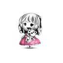 Silver Plated Boy Girl Couple Lovers Beads Charms Zirconium Dangle Fit Original Pandora Bracelet Necklace Jewelry Women Gift