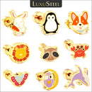 LUXUSTEEL Lovely Coloful Animal Stud Earrings For Girls Stainless Steel Anti-allergy Rabbit Penguin Dog BFF Jewelry Gifts