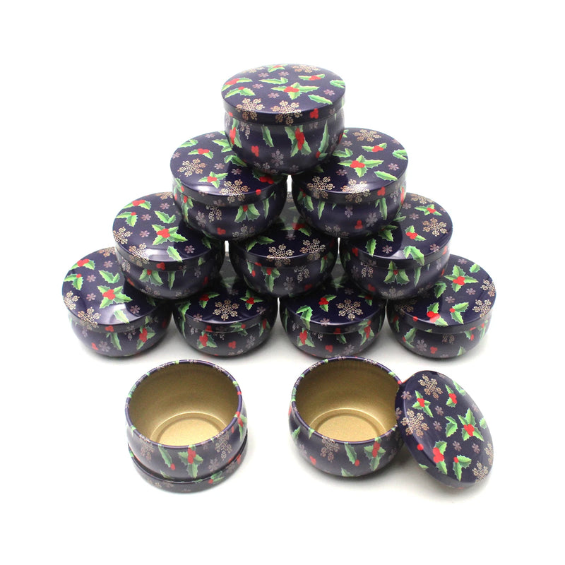 12pcs Premium Floral Printed Candle Tins，DIY Round candle container，Be used for Creative Candle Making, Christmas candle jars.