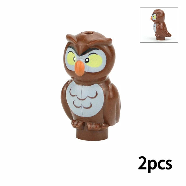 MOC City Animal Zoo Fram Accessories Building Block Figures Goat Sheep Eagle Owl Panda Parrot Seagull Penguin Bricks Toy Gift