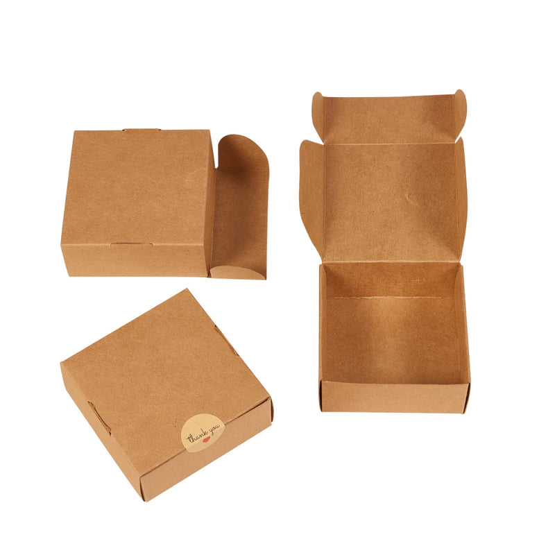 30pcs 3.35x3.35 Inch Kraft Paper Box Folding Box Square for Christmas Holidays Birthdays Wedding Birthday Party Craft Packaging