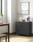 Sideboard, kitchen cupboard, double door cabinet, adjustable floor, steel rack, industrial style multi-functional