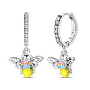 New 925 Silver Color Earrings Butterfly Firefly Ladybird Cactus Chameleon Star Double Hoop Earrings Fashion Party Unique Jewelry