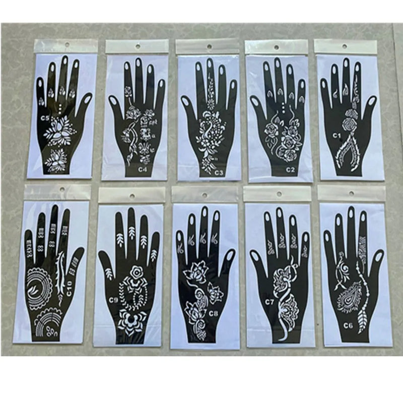NEW Black Lace Transfer henna Hand Arm Tattoo Henna Stickers Art Temporary Tattoo DIY Painting Body Art Template Tattoo Stencils