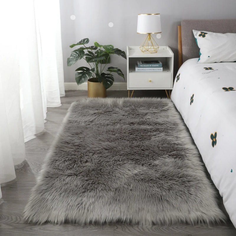 "Cozy Collection" Ultra Soft Fluffy Faux Fur Sheepskin Area Rug Bedroom Bedside Blanket Living Room Covered Large Area Blankets