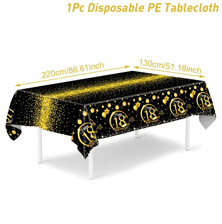 Gold Black Birthday Table Cloth 18 30 40 50 Years Old Birthday Decoration Birthday Party Supplies Gold Glitter Tablecloth Decor