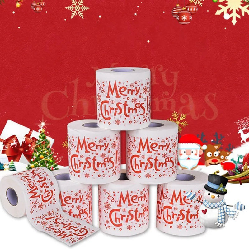 Christmas Toilet Paper Xmas Pattern Series Roll Wood Pulp Toilet Paper Festive Gifts Roll Christmas Santa Claus Reindeer Decor