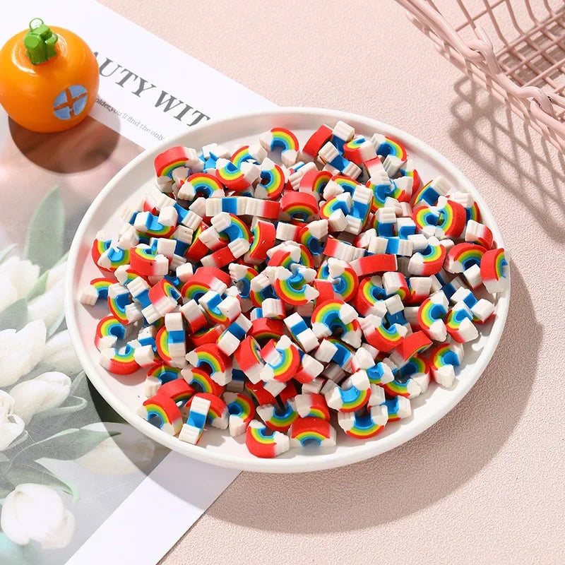 10Pcs/Lot Kawaii Rainbow Erasers Student Pencil Rubber School Stationery Cute Cartoon Mini Rainbow Bridge Eraser for Kids Gifts