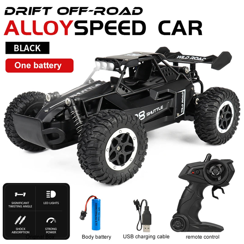 New RC Car 1:16 2WD with LED Light 2.4G 20KM/H High Speed Off-Road Climbing Remote Control Car Toy Gifts for Boys Girls Kids
