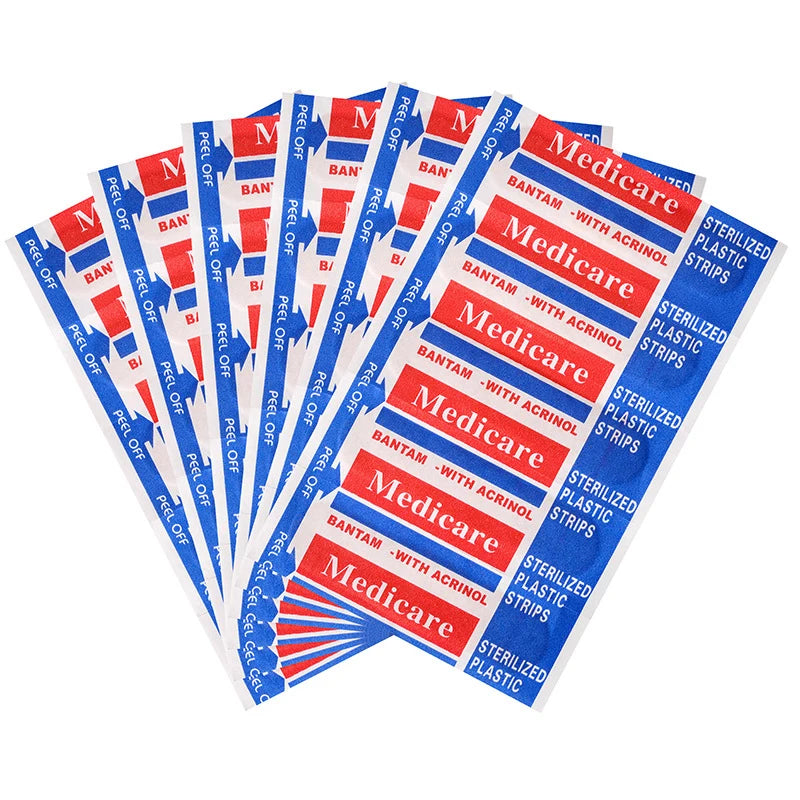 100pcs Bandage Aids Waterproof Breathable Cushion Adhesive Plaster Wound Hemostasis Sticker Band First Aid