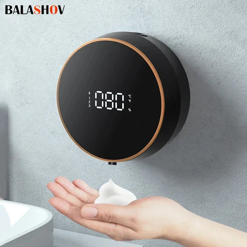 Automatic Wall Mounted Soap Dispenser Foam Smart Induction Hand Washer with Temperature Digital Display Touchless Sensor