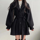 Plus Size New Korean Style Autumn/Winter Elegant Petitesuit Collar Medium-Length Woolen Women's Overcoat Jacket Fashionable M...